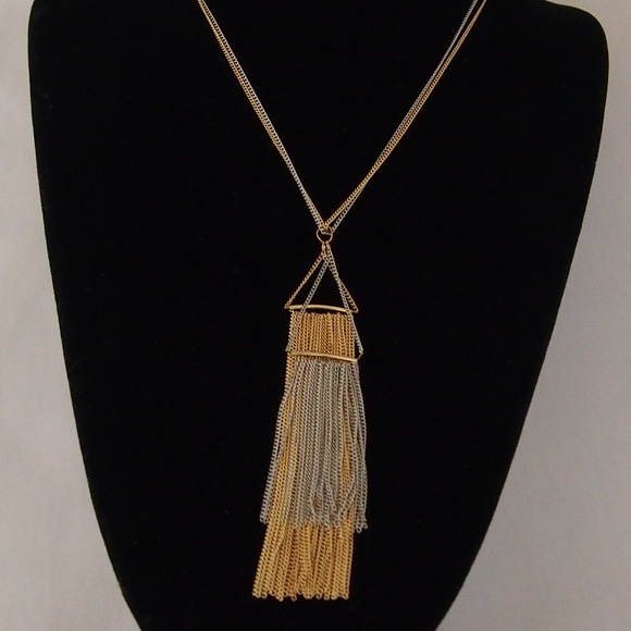 M. Haskell Gold & Silver Mesh Tassel Necklace 28" - Picture 4 of 6